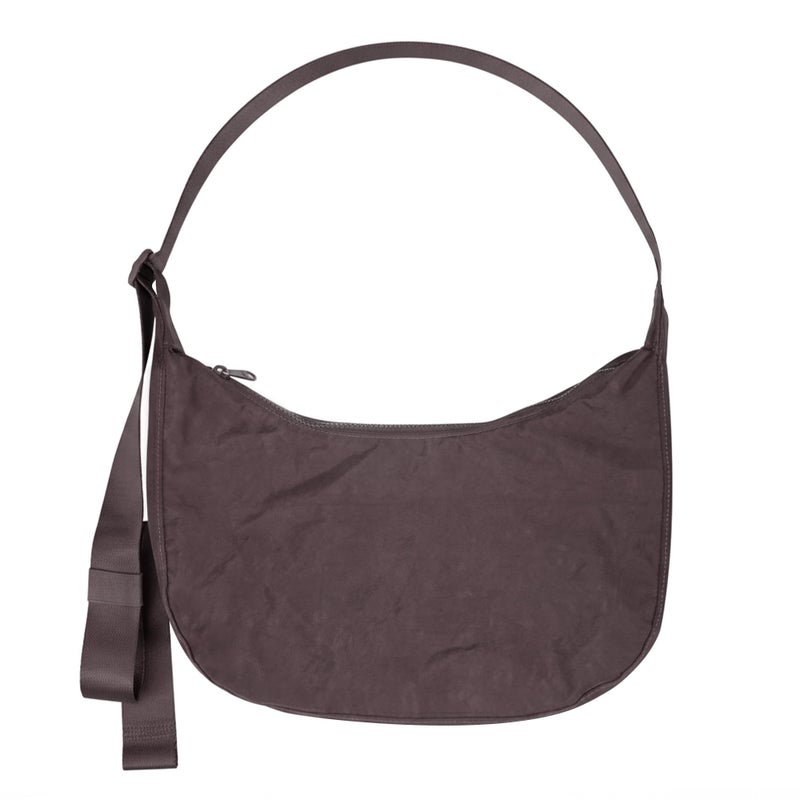 FASTFAIRY Medium Nylon Crescent Bag - Chocolate Plum Casual Shoulder Crossbody with Adjustable Strap & Dual Interior Pockets - Image 1