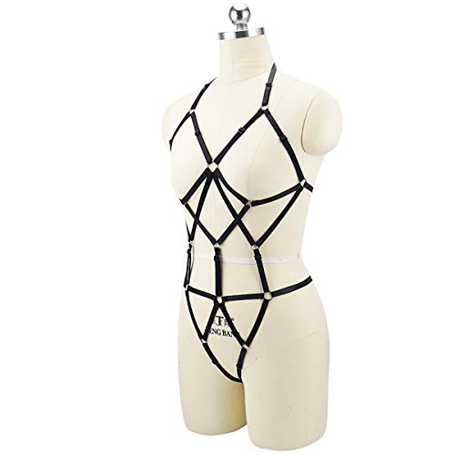 LIVE4COOL Women Harness Cupless Cage Sexy Bra Panty Set Elastic Lingerie for Women Adjustable Hollow Out Strappy Set Sexy Strap Belt (Black 1) - Image 3