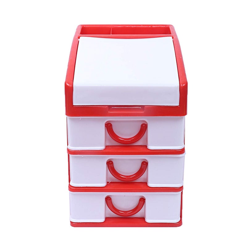 Kuber Industries Plastic Four Layer Drawer Storage Cabinet Box RedCTKTC25148 - Image 1