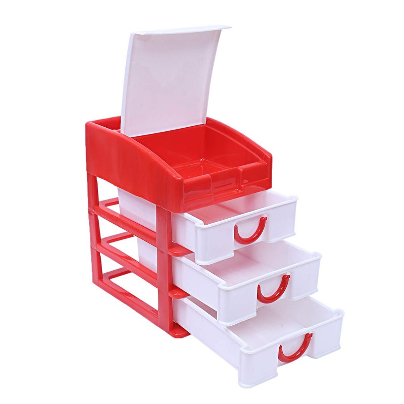 Kuber Industries Plastic Four Layer Drawer Storage Cabinet Box RedCTKTC25148 - Image 5