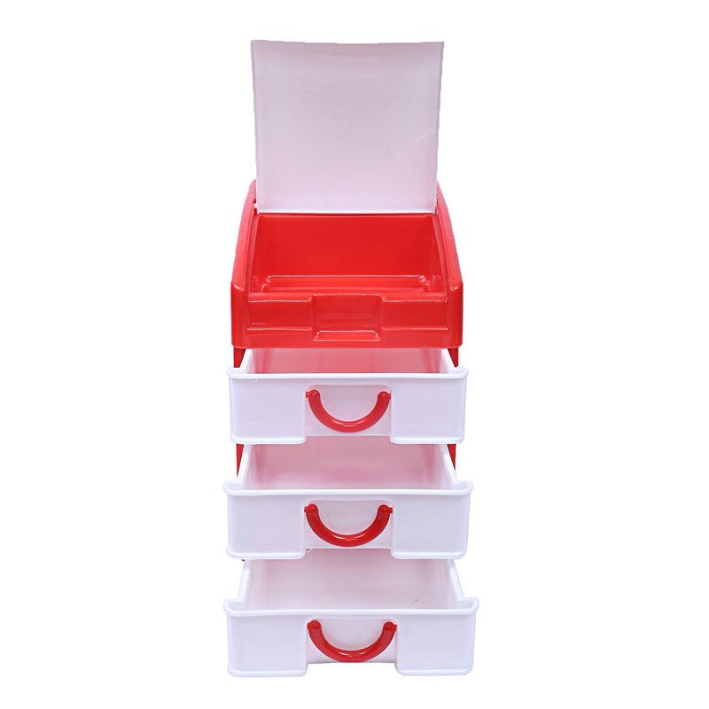 Kuber Industries Plastic Four Layer Drawer Storage Cabinet Box RedCTKTC25148 - Image 4