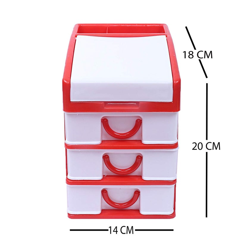 Kuber Industries Plastic Four Layer Drawer Storage Cabinet Box RedCTKTC25148 - Image 2