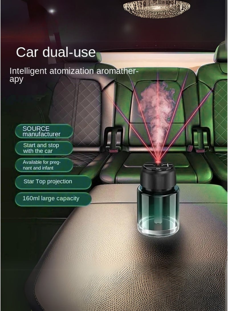 Car Aroma Diffuser with Star Projector – 160ml USB Cool Mist Humidifier & Essential Oil Air Purifier for Car, Home, Office & Bedroom – Green Relaxation Light & Aromatherapy Function  - Image 4