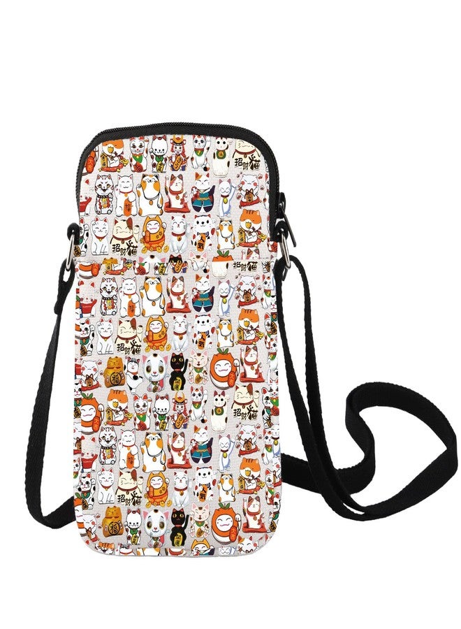 LEVLO Maneki Neko Crossbody Bag - Kawaii Cat Lover Gift, Lucky Cat Shoulder Bag Merchandise (C Bag) - Image 1
