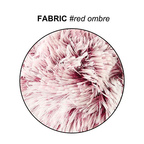 Uhomy Fluffy Accent Pillows Cover 20"x12", Soft Burgundy Ombre Faux Fur Throw Pillow Case, Modern Luxury Decorative Square Cushion Cover for Farmhouse Home Decor for Sofa/Bed/Chair, 50x30cm Single - Image 2