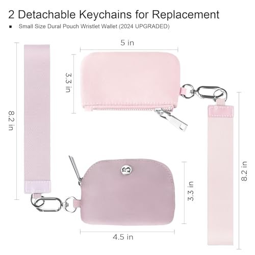 Babysun Mini Zip Around Dual Pouch Wristlet With 2 Straps Wristlet Keychain Wallet for Women Coin Purse Small Cute for Teen Girl - Image 2