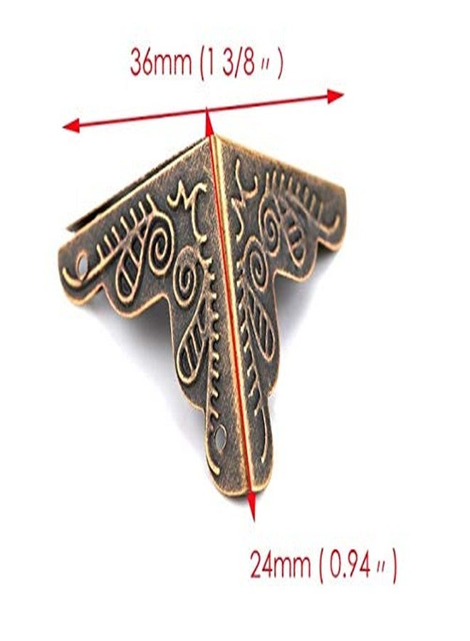 Tia واقي زاوية صندوق مجوهرات خشبي من تيا، دعامة معدنية برونزية مزخرفة مع مسامير (8 قطع، تصميم عتيق 1) - Image 4