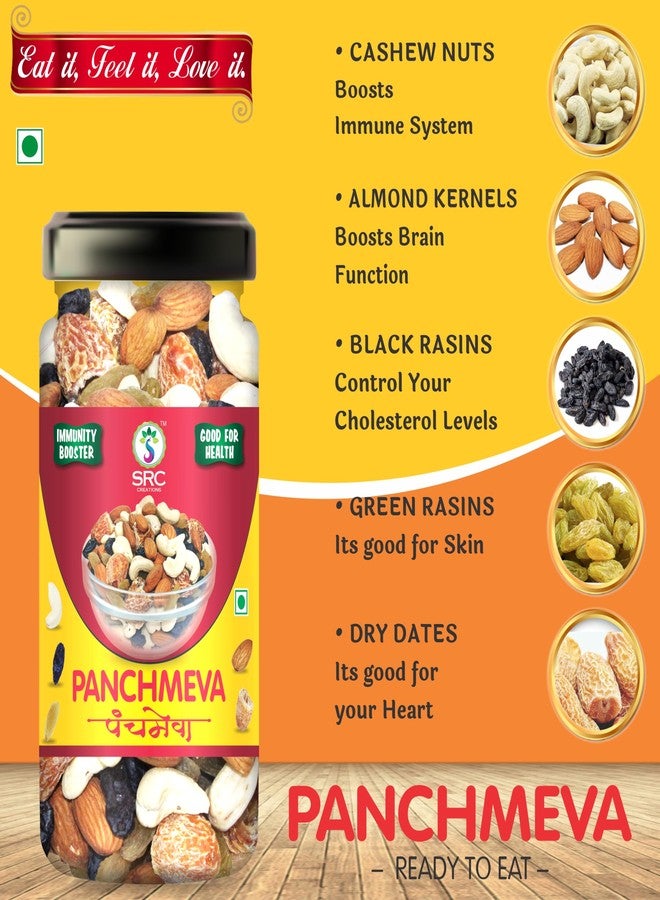 SRC CREATIONS Trail Mix Combo 200 gm Jar Pack | Ready to eat | Breakfast Food (Panchmeva 100g + Daily Dose Nuts & Berries Mix 100g =200gm) - Image 4