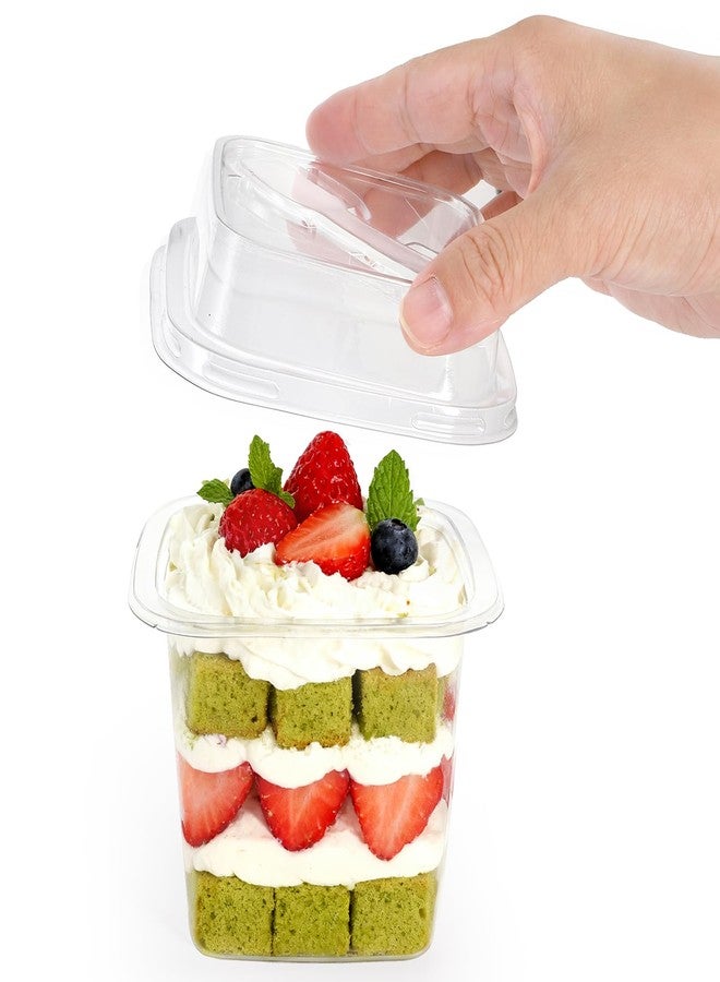 Dicunoy 50 Pack Plastic Dessert Cups with Lids and Spoons, 12 Oz Square Clear Cake Containers for Yogurt, Parfait, Pudding, Fruit, Mousse, Strawberry Shortcake, Event and Party - Image 5