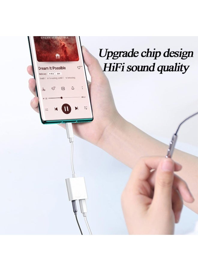 محول USB C إلى 3.5mm للاستماع والشحن في نفس الوقت مع شريحة DAC لصوت HiFi، محول Type-C إلى مقبس سماعة 3.5mm للهواتف والأجهزة اللوحية واللاب توب، هيكل من الألمنيوم، التوصيل والتشغيل للألعاب والمكالمات والموسيقى - Image 3