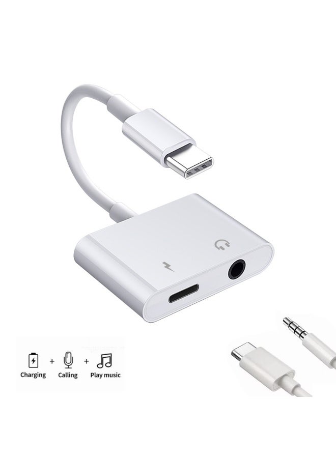 محول USB C إلى 3.5mm للاستماع والشحن في نفس الوقت مع شريحة DAC لصوت HiFi، محول Type-C إلى مقبس سماعة 3.5mm للهواتف والأجهزة اللوحية واللاب توب، هيكل من الألمنيوم، التوصيل والتشغيل للألعاب والمكالمات والموسيقى - Image 1