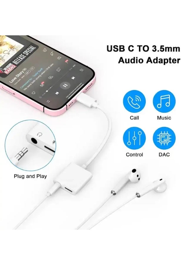 محول USB C إلى 3.5mm للاستماع والشحن في نفس الوقت مع شريحة DAC لصوت HiFi، محول Type-C إلى مقبس سماعة 3.5mm للهواتف والأجهزة اللوحية واللاب توب، هيكل من الألمنيوم، التوصيل والتشغيل للألعاب والمكالمات والموسيقى - Image 4