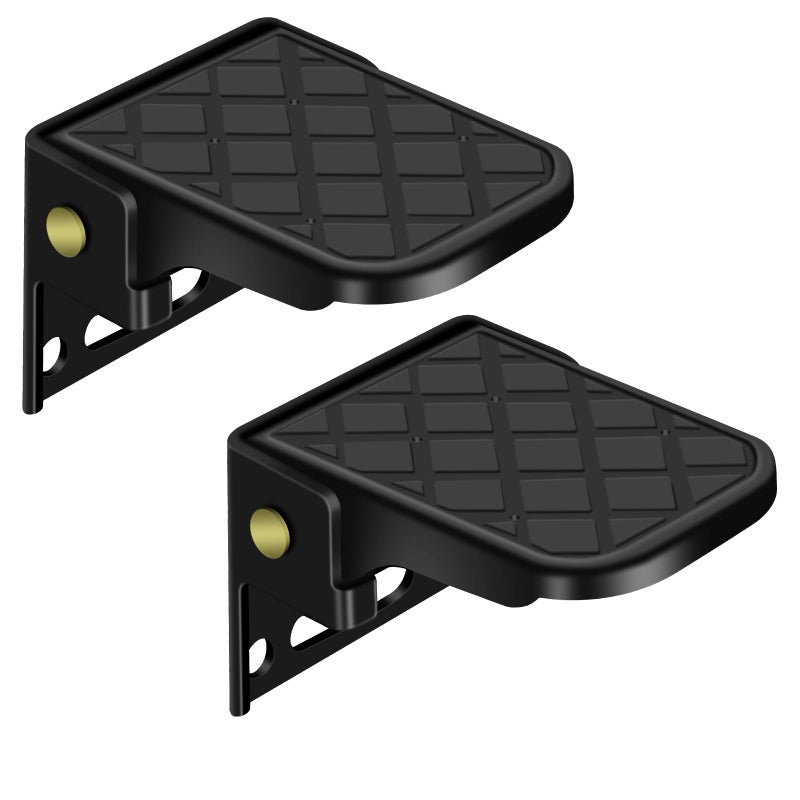 HIFOR Truck Step Folding Truck Bed Step Boat Trailer Step Bumper Steps for Pickup Truck Tailgate Ladder for RV Campers Dump Trailer Fatbed Trailers Safety and AntiSlip 2 Pack Black