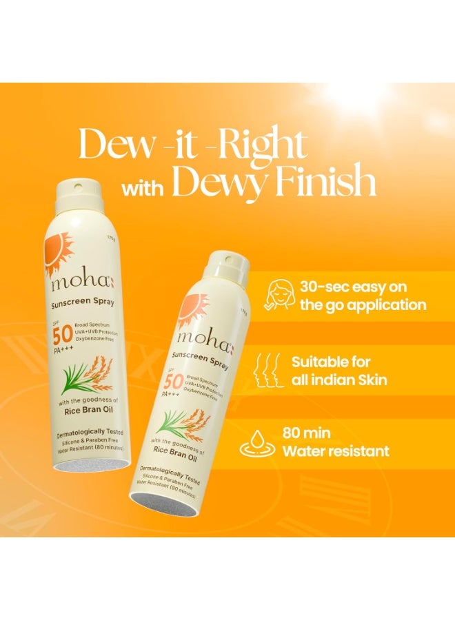 MOHA Sunscreen Spray Spf 50 Body Sunscreen Spray Waterproof Lightweight Uva+Uvb Protection, No White Cast, Broad Spectrum Pa++++, For Women & Men, Spray Sunscreen for face & Body,170ml Pack of 1 - Image 2
