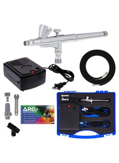 Airbrushing System Kit With A G34 Multipurpose Gravity Feed Dualaction Airbrush With 1/16Oz. Cup And 0.3Mm Tip Mini Air Compressor Hose Storage Case Howtoairbrush Arc Link Card