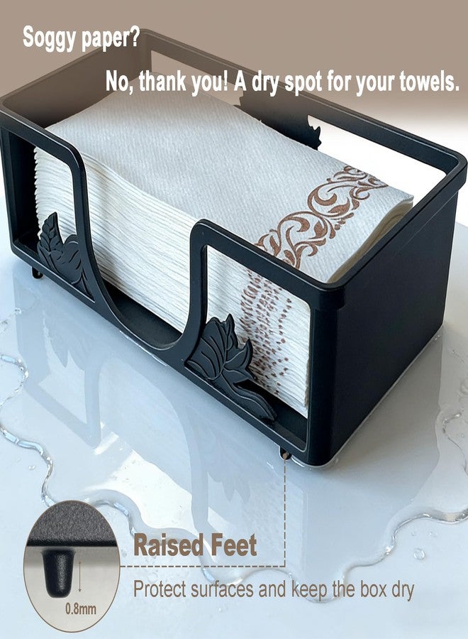 WOCHOLL Metal Napkin Holder for Bathroom and Kitchen - Black Floral Design Disposable Hand Towel Holder Tray, Guest Towel Organizer for Countertop, Paper Napkin and Towel Dispenser(Black) - Image 4