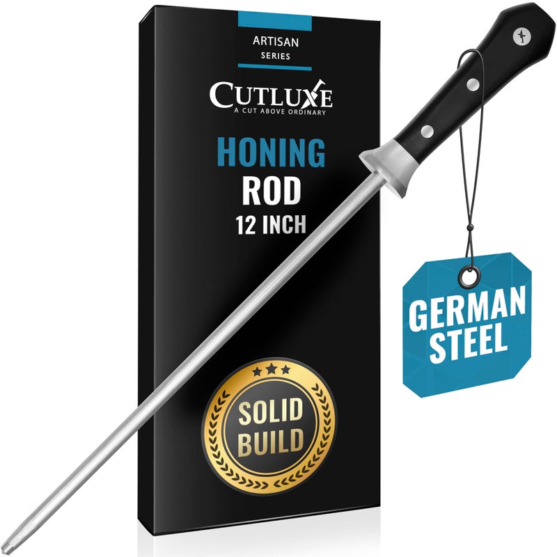 Cutluxe Honing Rod, Sharpening Steel for Kitchen Knives â€“ 12" Honing Steel â€“ Ergonomic Handle Design â€“ Artisan Series - Image 1