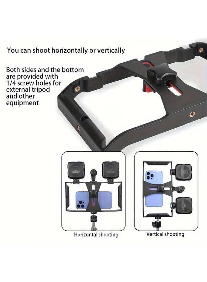 حامل ثلاثي المحاور أسود مثبت جيمبال حامل ثلاثي القوائم محمول لتصوير فيديو الهاتف مدونة الفيديو - Image 4