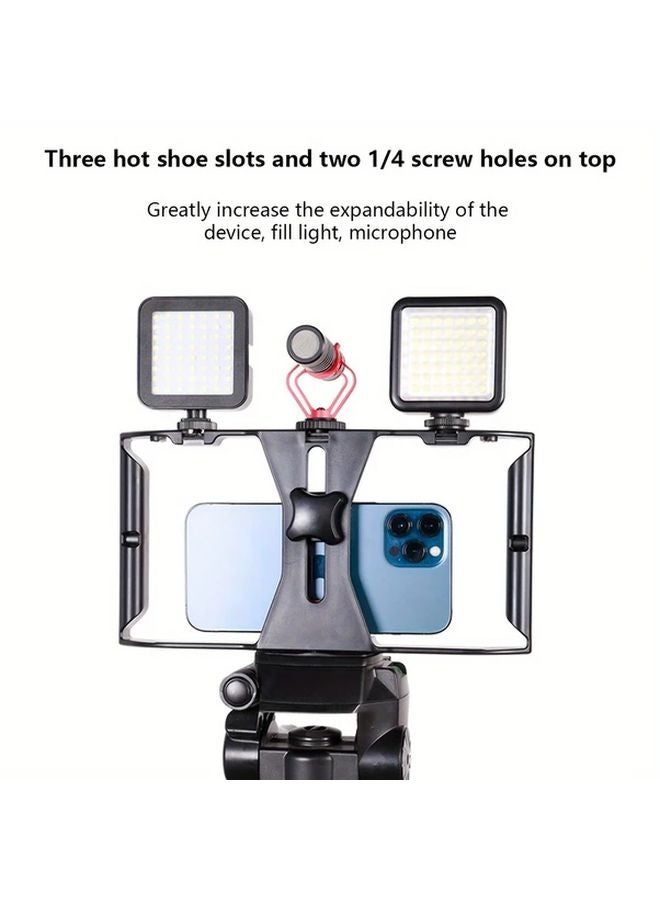 حامل ثلاثي المحاور أسود مثبت جيمبال حامل ثلاثي القوائم محمول لتصوير فيديو الهاتف مدونة الفيديو - Image 5