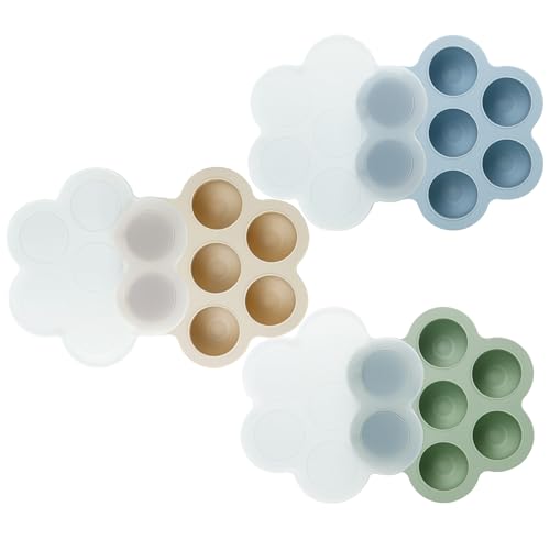 PandaEar 3 Pack Baby Food Freezer Tray with Lids Silicone Baby Food Storage Container for Homemade Baby Food Purees Breastmilk BlueGreenCarnation - Image 1