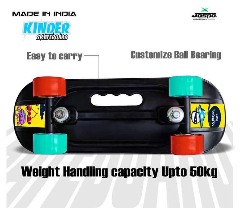 jaspo Street Runner Junior 18 Inches Fiber Skateboard For Kids Upto 7 Years Age Group Recommended For Boys And Girls (Suitable For Beginners And Learners) (Crazy Gang), Multicolor - Image 3