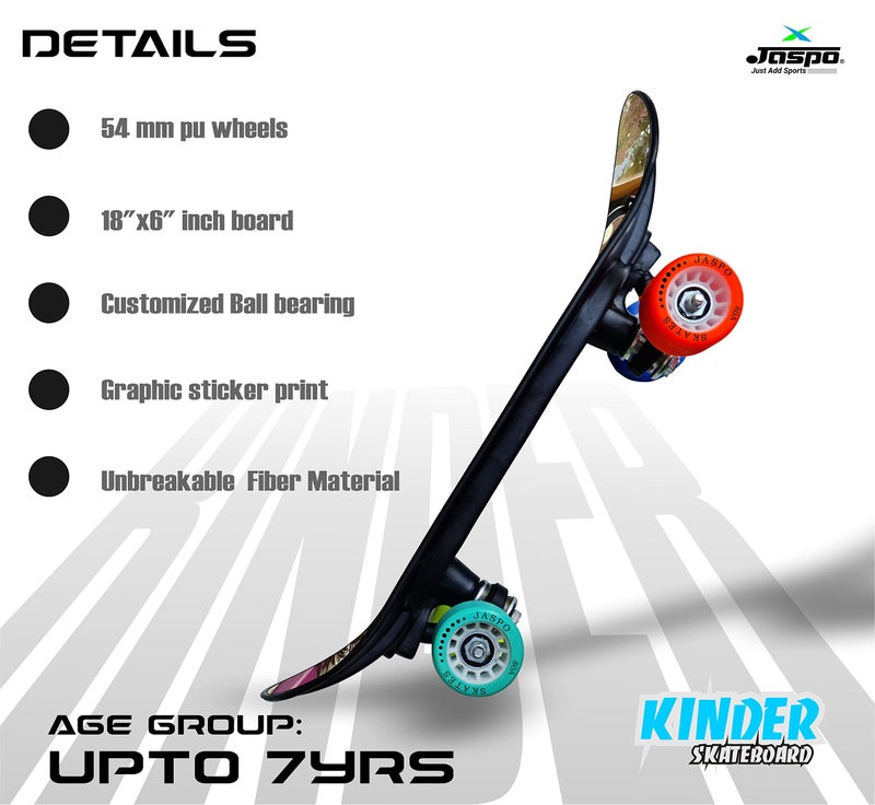 jaspo Street Runner Junior 18 Inches Fiber Skateboard For Kids Upto 7 Years Age Group Recommended For Boys And Girls (Suitable For Beginners And Learners) (Crazy Gang), Multicolor - Image 2
