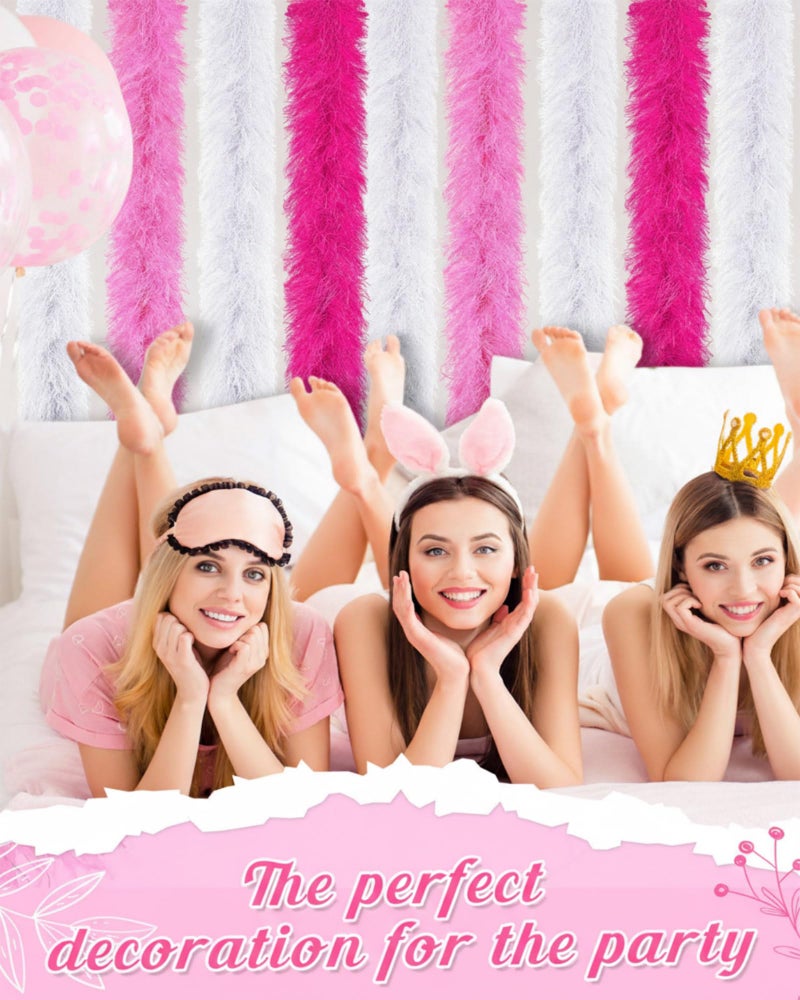 Jexine 8 Pcs Feather Boas Bulk Artificial Fluffy Boas Decor for Wedding Costume Dress Tea Party Supplies (5 ft,Pink,Rose,White) - Image 5
