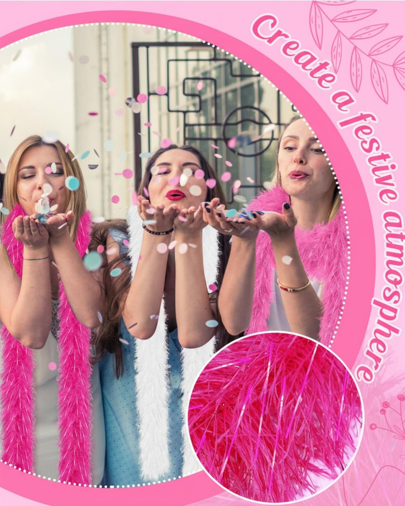 Jexine 8 Pcs Feather Boas Bulk Artificial Fluffy Boas Decor for Wedding Costume Dress Tea Party Supplies (5 ft,Pink,Rose,White) - Image 4