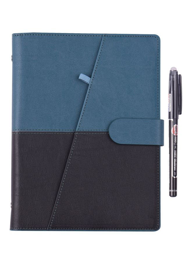 NIBEMINENT - A5 PU Leather Reusable Smart Notebook With Erasable Pen Blue/Black - Image 1