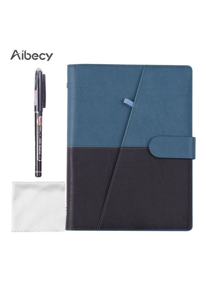 NIBEMINENT - A5 PU Leather Reusable Smart Notebook With Erasable Pen Blue/Black - Image 1