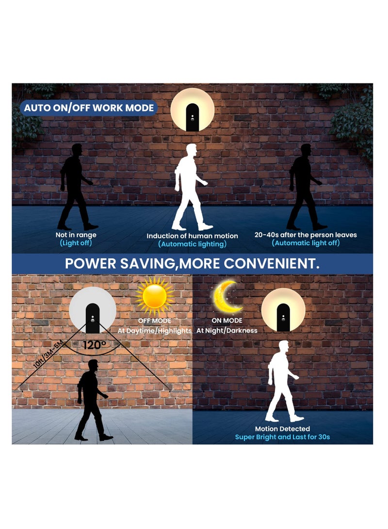 Excefore مصابيح حائط LED تعمل باللمس، قابلة للشحن أو تعمل بالبطارية، مصباح حائط مغناطيسي بدون سلك مع مستشعر حركة، ضوء دافئ بزاوية 3000 كلفن، عبوة 2 - Image 5