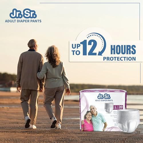 Jr. Sr. Adult Diaper Pants Style | Large (L) Size 30 Counts | Waist 30"-50" (76-127cm)| Upto 12 hr Absorption Protection | Unisex with Wetness Indicator | Odour Control & Goodness of Aloe Vera - Image 2