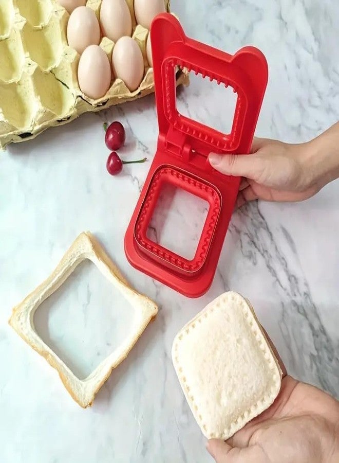 TOP SELECT Square Pocket Sandwich Cutter and Sealer, Red, Uncrustable Maker for Kids Lunch, Kitchen Sandwich Press Tool with Non-Stick Surface - Image 3