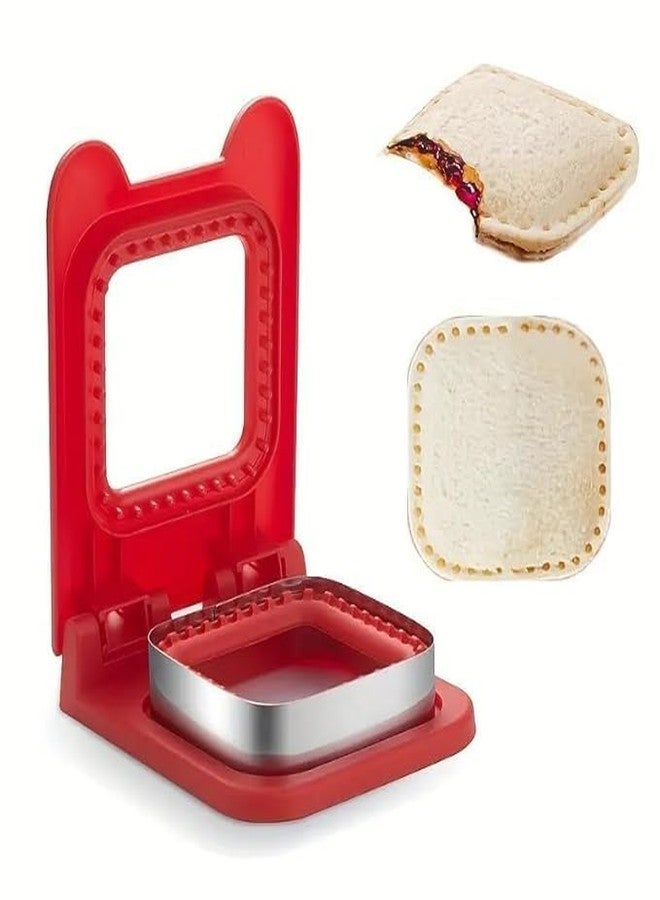 TOP SELECT Square Pocket Sandwich Cutter and Sealer, Red, Uncrustable Maker for Kids Lunch, Kitchen Sandwich Press Tool with Non-Stick Surface - Image 1