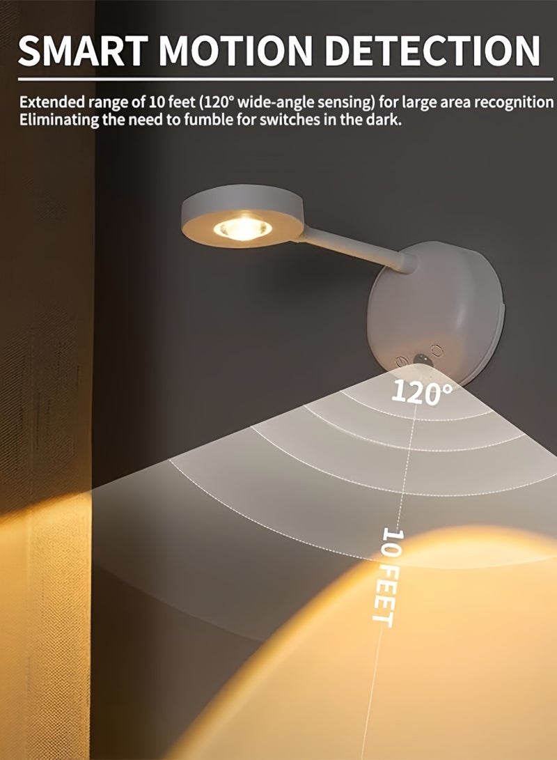 داريو مصباح جدار LED قابل للشحن بضوء ليلي بمستشعر الحركة ثلاث درجات حرارة لون إضاءة قابلة للتعتيم دوران 360 درجة مناسب للاستخدام اليومي والمنزل والهدايا - Image 3