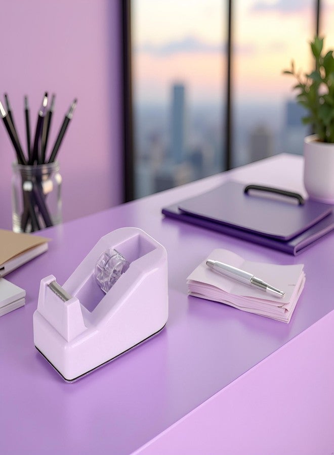 Rosojodg Purple Plastic Desktop Tape Dispenser with Weighted Non-Skid Base,Heavy Duty Cute Tape Dispenser for Packaging in Office,Restaurant,Flower Cake Shop Office Products,Packaging and Shipping Supplies - Image 3