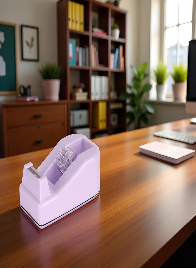 Rosojodg Purple Plastic Desktop Tape Dispenser with Weighted Non-Skid Base,Heavy Duty Cute Tape Dispenser for Packaging in Office,Restaurant,Flower Cake Shop Office Products,Packaging and Shipping Supplies - Image 4
