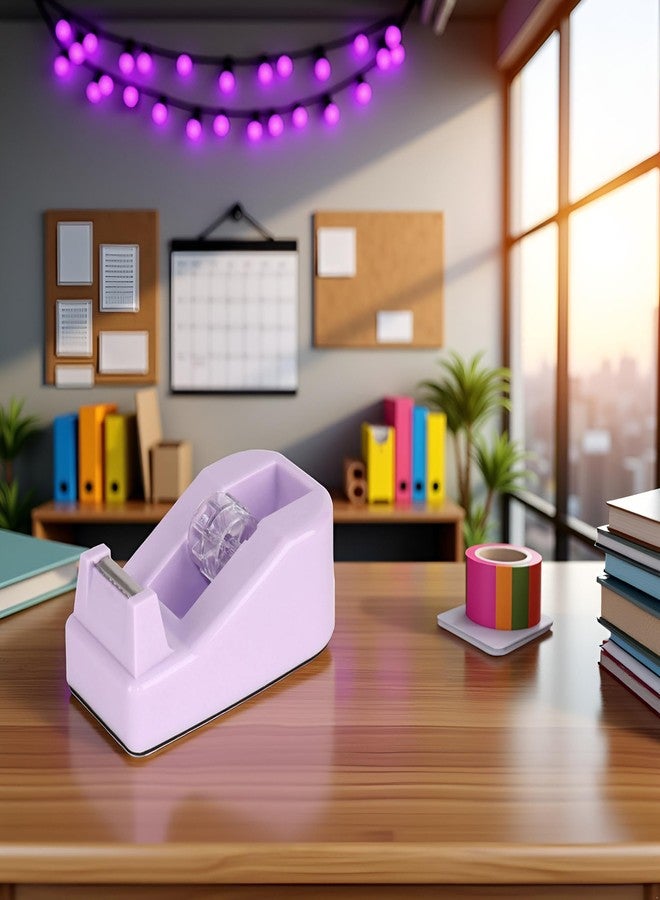Rosojodg Purple Plastic Desktop Tape Dispenser with Weighted Non-Skid Base,Heavy Duty Cute Tape Dispenser for Packaging in Office,Restaurant,Flower Cake Shop Office Products,Packaging and Shipping Supplies - Image 5