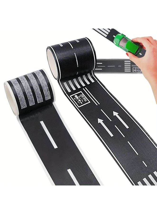 2 Rolls Black White Road Track Tape 1 9 Inch X 5 5 Yard Repositionable Paper - Image 3