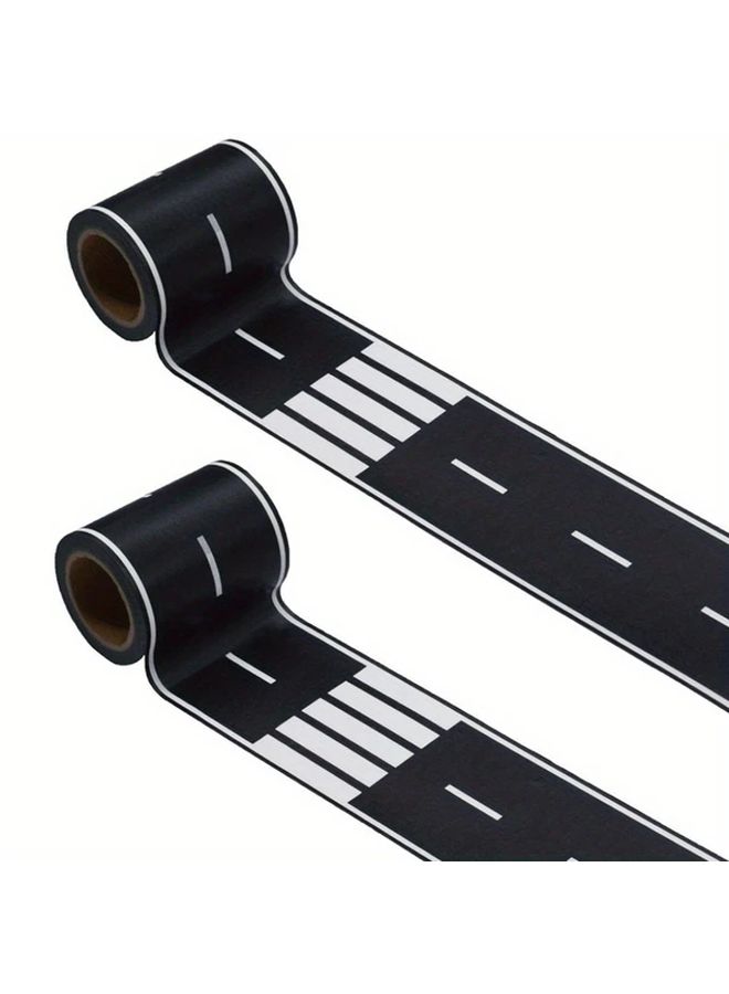 2 Rolls Black White Road Track Tape 1 9 Inch X 5 5 Yard Repositionable Paper - Image 1