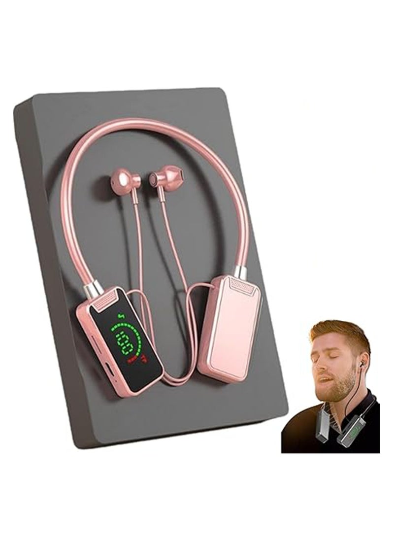 Generic Wireless Sound Card Live Streaming and Audio Editing Headphones, Waterproof Neckband Bluetooth Headphones with Display, Live Streaming Headphones (Pink)  - Image 1