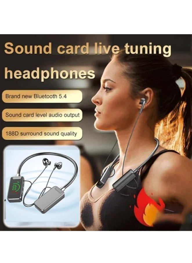 Generic Wireless Sound Card Live Streaming and Audio Editing Headphones, Waterproof Neckband Bluetooth Headphones with Display, Live Streaming Headphones (Pink)  - Image 2