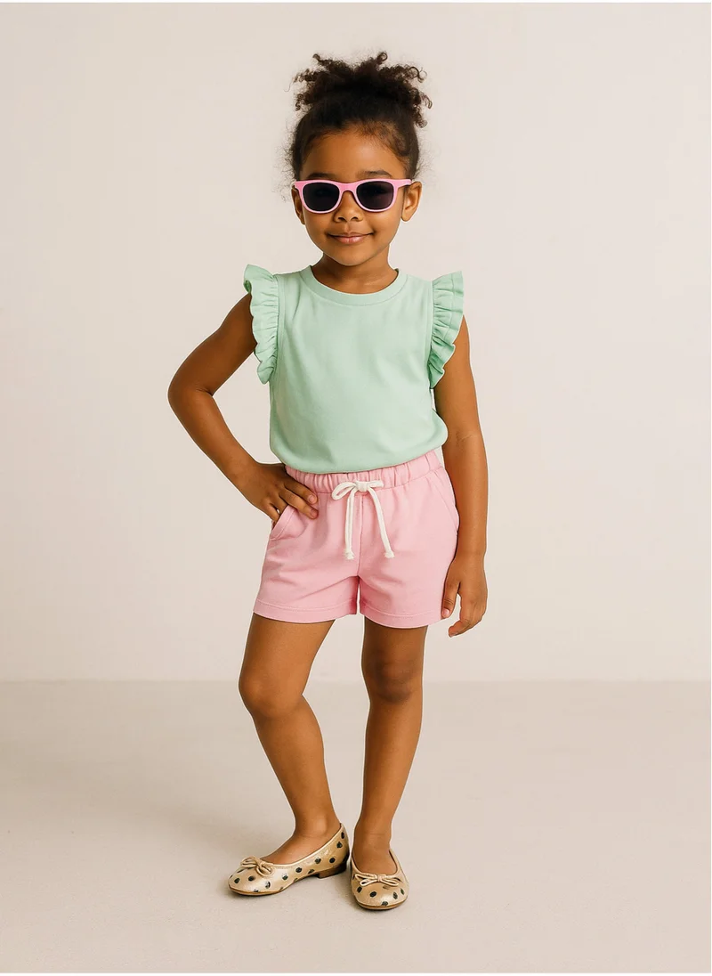 MINOTI Kids Girls Ribbed Sleeveles And Frilled Top