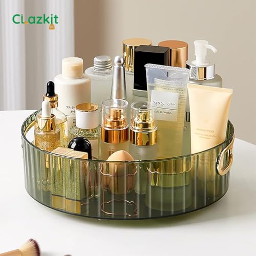 Clazkit Multi-Purpose Rotating Round Organiser Tray | Multi-Function Storage Rotating Tray | Cosmetics Organizer | Spice Tray | Toiletries Storage Holder |Green - Image 5
