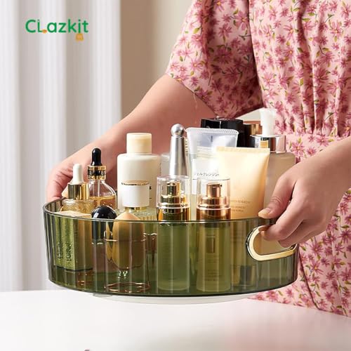 Clazkit Multi-Purpose Rotating Round Organiser Tray | Multi-Function Storage Rotating Tray | Cosmetics Organizer | Spice Tray | Toiletries Storage Holder |Green - Image 3