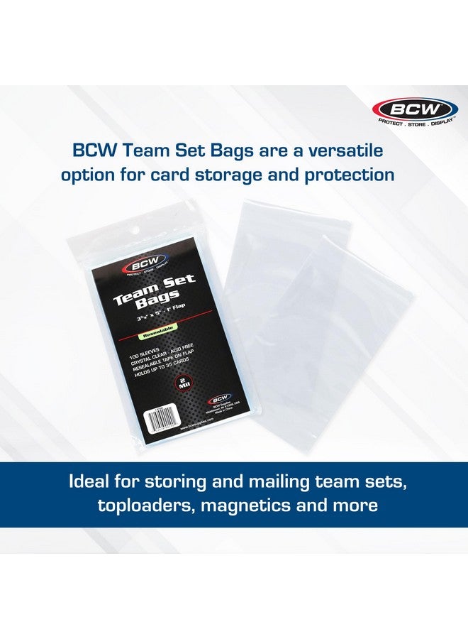 BCW Resealable Team Set Bags - 100 Ct | Archival Quality Polypropylene | Holds 35 Standard Cards | Toploader And Magnetic Holder Compatible | Acid-Free Sealing Solution For Trading Card Collections - Image 2