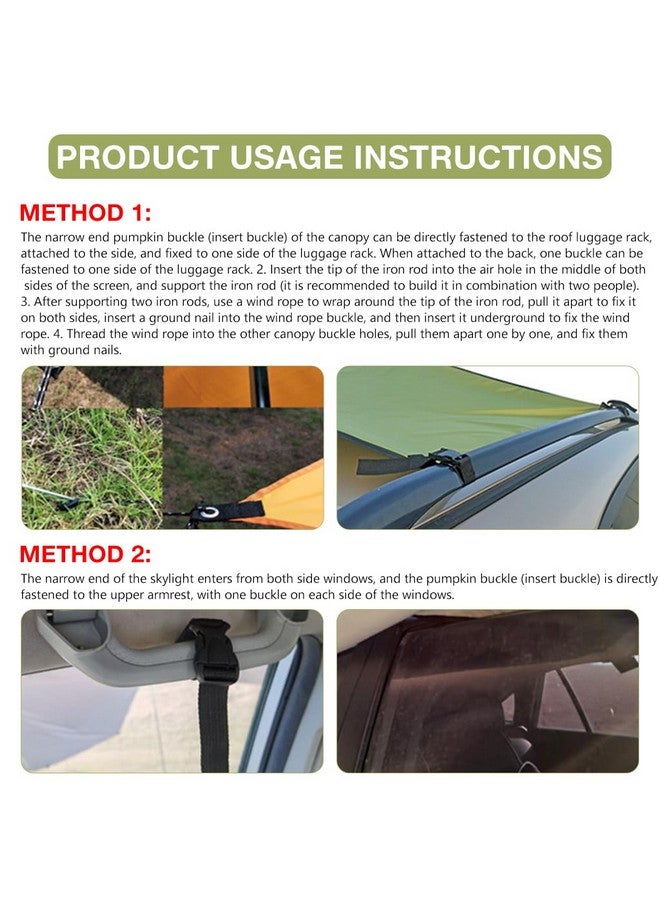 Proberos خيمة شمسية قابلة للطي من بروبيروس® للسيارة 118x78 بوصة، لون أخضر عسكري، حماية من الأشعة فوق البنفسجية UPF 50+ مع حقيبة تخزين للتخييم والسفر والمغامرات الخارجية - Image 5