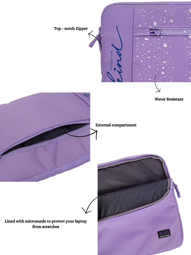 QIPS 14.5-Inch Laptop Sleeve Cover | Slim Water-Resistant Protective Case with Front Pocket for Mac, Dell, HP, Lenovo, Asus & Acer (Lavender). - Image 4