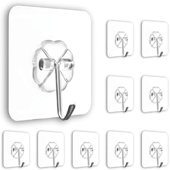 Zulaxy Photo Frame Hooks for Wall Without Drilling, 10 Pack Self Adhesive Hooks for Wall Heavy Duty Strong Nail Free for Hanging Photo Frame (Hanging Hook, Transparent) Stainless Steel - Image 3