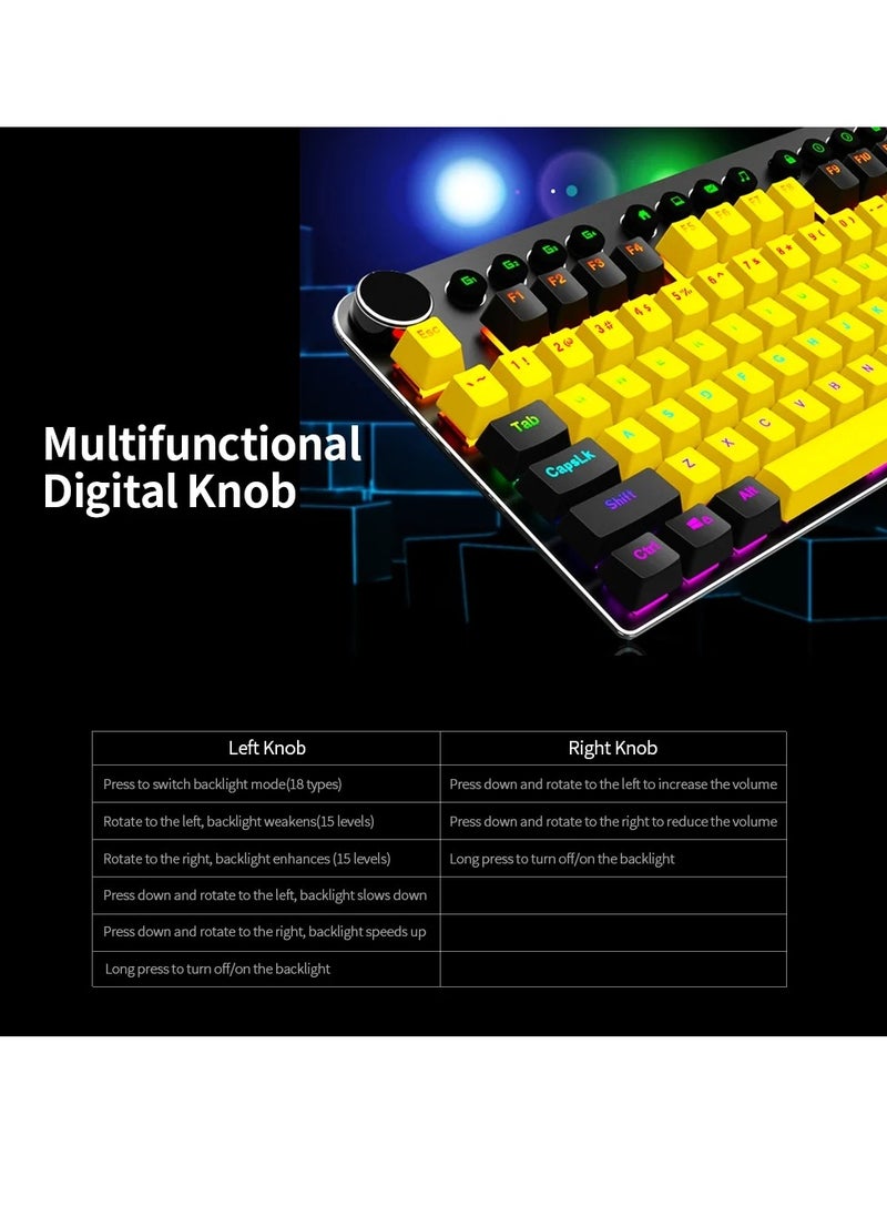 Magic-Refiner - MK13 Gaming Mechanical Keyboard - Red Switch - Multimadia keys - Volume Wheel - Aluminium alloy panel - Image 1